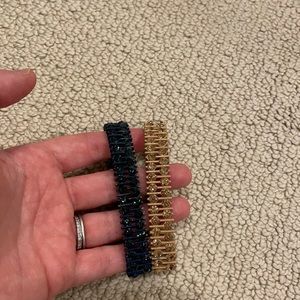 Lot of 2 J. Crew sparkly bracelets navy gold